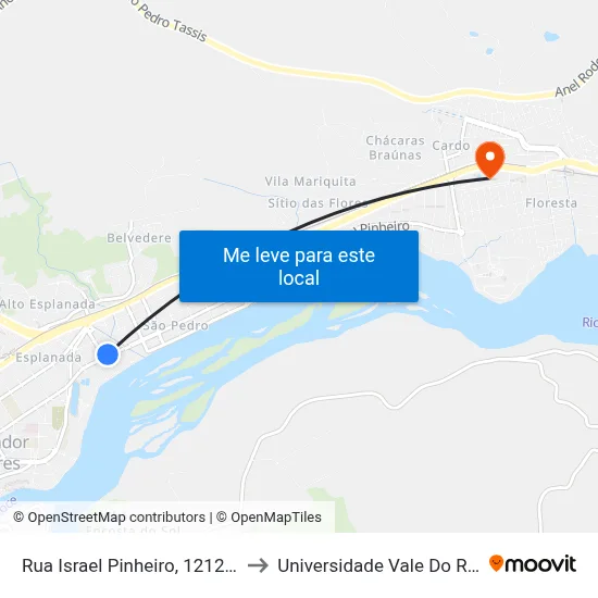 Rua Israel Pinheiro, 1212 | Coelho Diniz to Universidade Vale Do Rio Doce - Ceu map