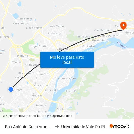 Rua Antônio Guilherme Sobrinho, 235 to Universidade Vale Do Rio Doce - Ceu map