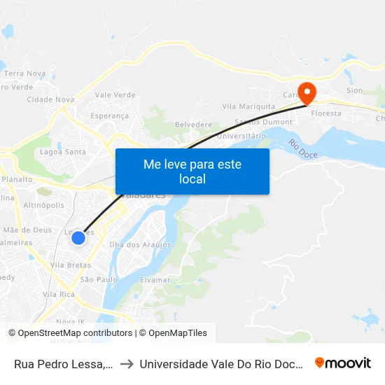 Rua Pedro Lessa, 712 to Universidade Vale Do Rio Doce - Ceu map