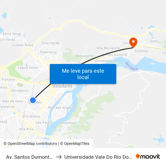Av. Santos Dumont, 1137 to Universidade Vale Do Rio Doce - Ceu map