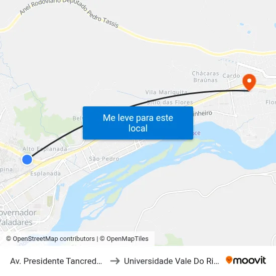 Av. Presidente Tancredo Neves, 176 to Universidade Vale Do Rio Doce - Ceu map