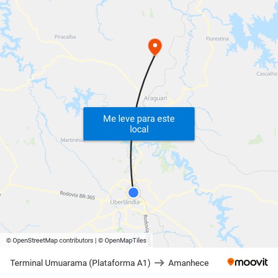 Terminal Umuarama (Plataforma A1) to Amanhece map