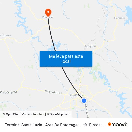 Terminal Santa Luzia - Área De Estocagem to Piracaiba map