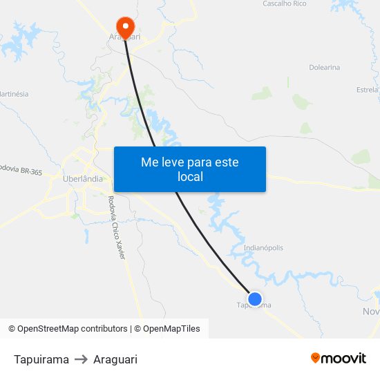 Tapuirama to Araguari map