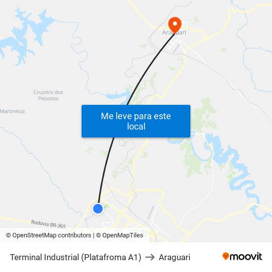 Terminal Industrial (Platafroma A1) to Araguari map
