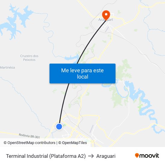 Terminal Industrial (Plataforma A2) to Araguari map