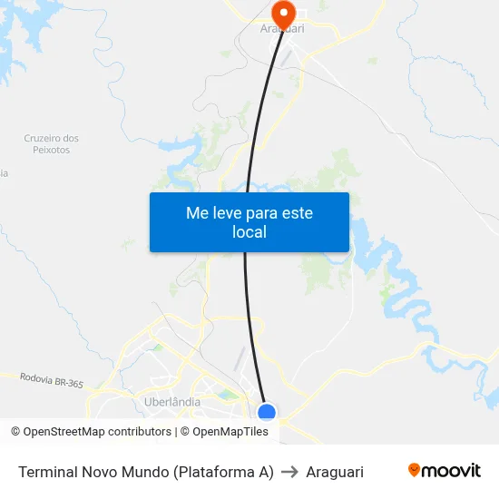 Terminal Novo Mundo (Plataforma A) to Araguari map