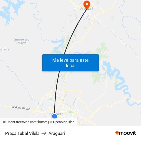 Praça Tubal Vilela to Araguari map