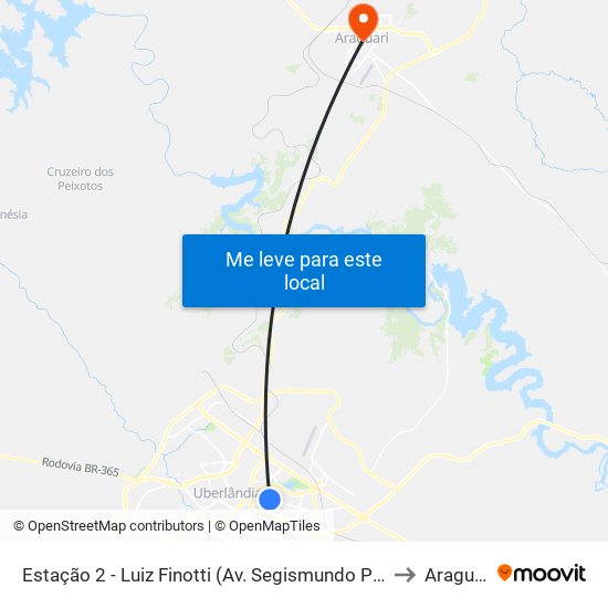 Estação 2 - Luiz Finotti (Av. Segismundo Pereira) to Araguari map