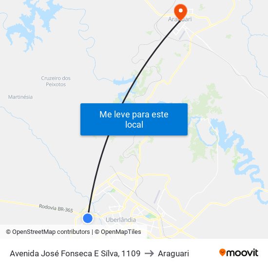 Avenida José Fonseca E Sílva, 1109 to Araguari map