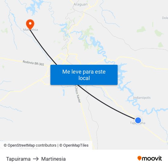 Tapuirama to Martinesia map