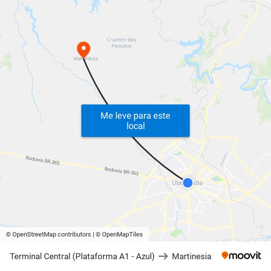 Terminal Central (Plataforma A1 - Azul) to Martinesia map