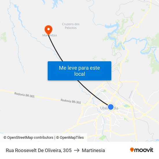 Rua Roosevelt De Oliveira, 305 to Martinesia map