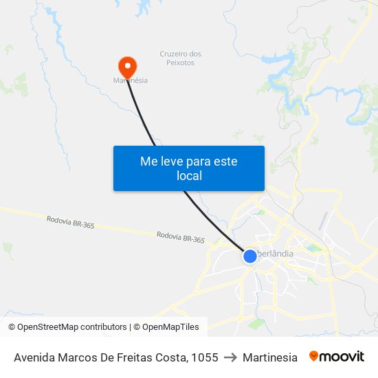 Avenida Marcos De Freitas Costa, 1055 to Martinesia map