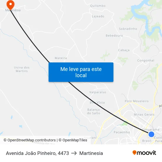 Avenida João Pinheiro, 4473 to Martinesia map