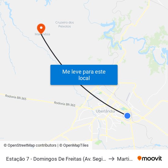 Estação 7 - Domingos De Freitas (Av. Segismundo Pereira) to Martinesia map