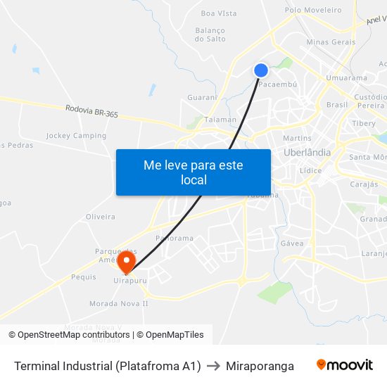 Terminal Industrial (Platafroma A1) to Miraporanga map