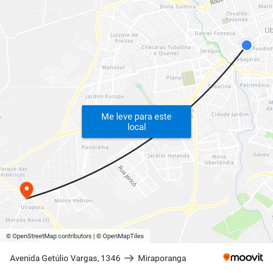 Avenida Getúlio Vargas, 1346 to Miraporanga map