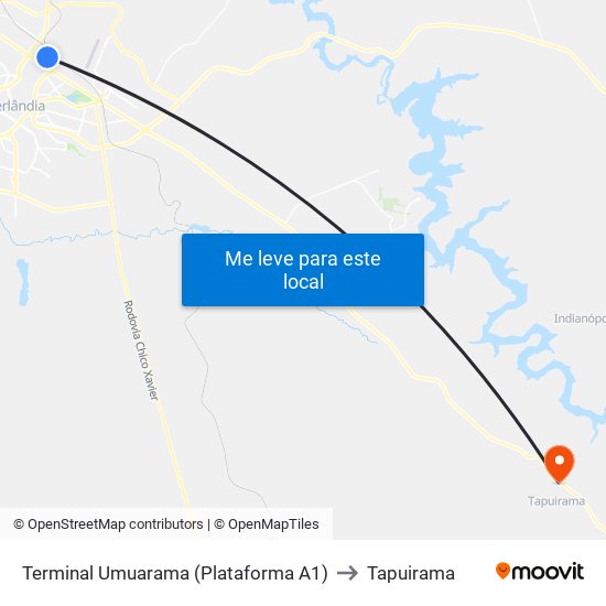 Terminal Umuarama (Plataforma A1) to Tapuirama map