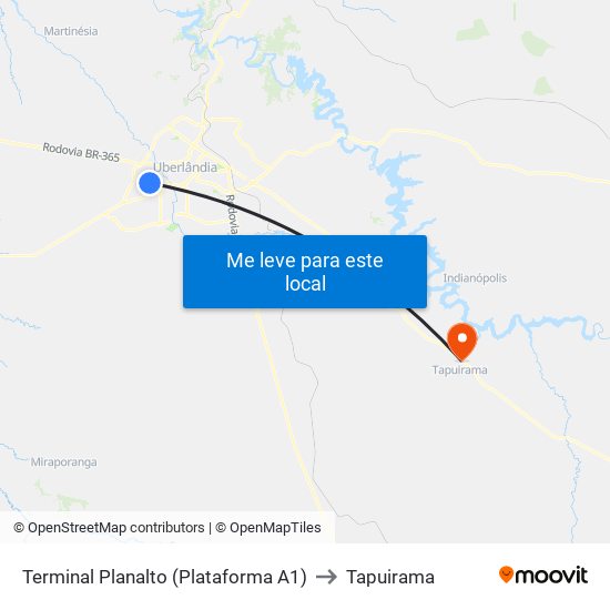 Terminal Planalto (Plataforma A1) to Tapuirama map