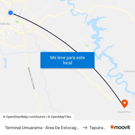 Terminal Umuarama - Área De Estocagem to Tapuirama map