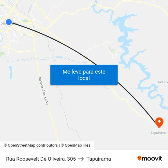 Rua Roosevelt De Oliveira, 305 to Tapuirama map