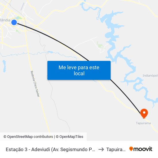 Estação 3 - Adeviudi (Av. Segismundo Pereira) to Tapuirama map