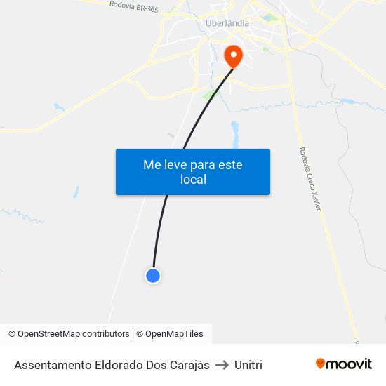 Assentamento Eldorado Dos Carajás to Unitri map