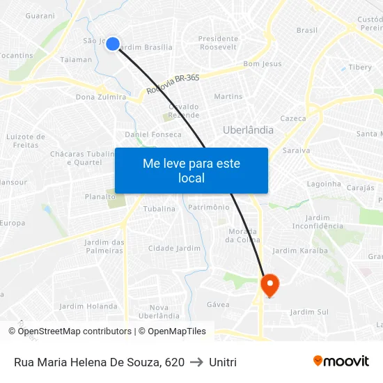 Rua Maria Helena De Souza, 620 to Unitri map