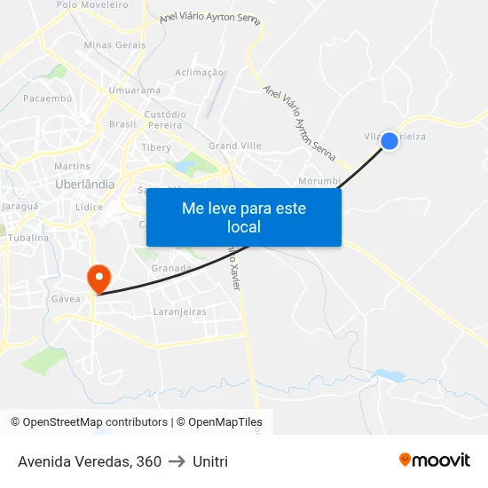 Avenida Veredas, 360 to Unitri map