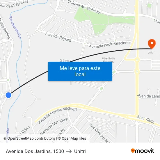 Avenida Dos Jardins, 1500 to Unitri map