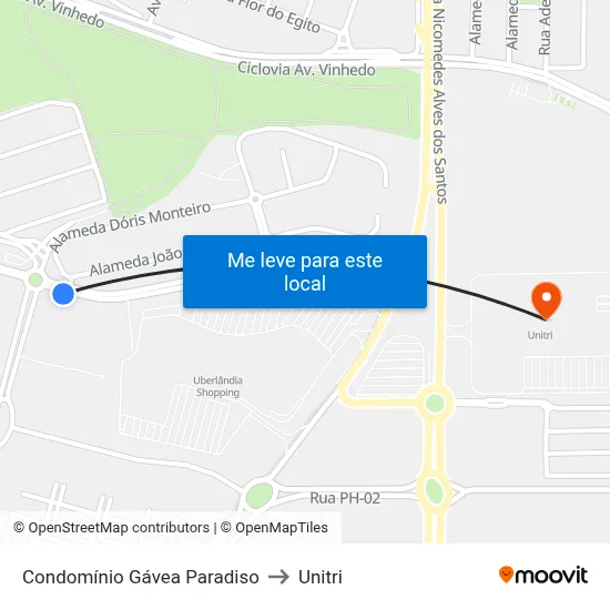 Condomínio Gávea Paradiso to Unitri map
