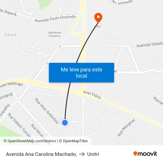 Avenida Ana Carolina Machado, to Unitri map