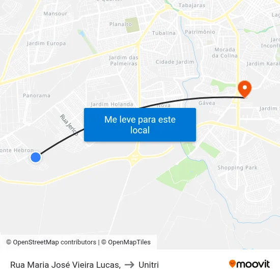 Rua Maria José Vieira Lucas, to Unitri map