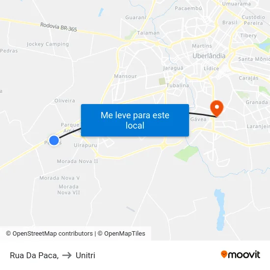 Rua Da Paca, to Unitri map