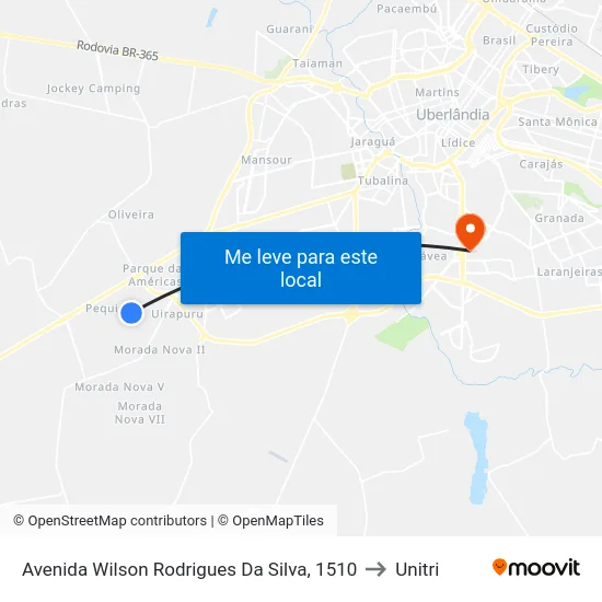 Avenida Wilson Rodrigues Da Silva, 1510 to Unitri map