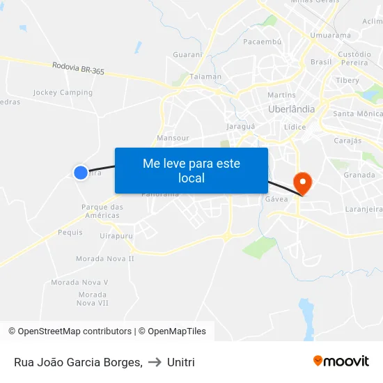 Rua João Garcia Borges, to Unitri map