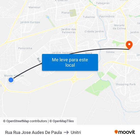 Rua Rua Jose Audes De Paula to Unitri map
