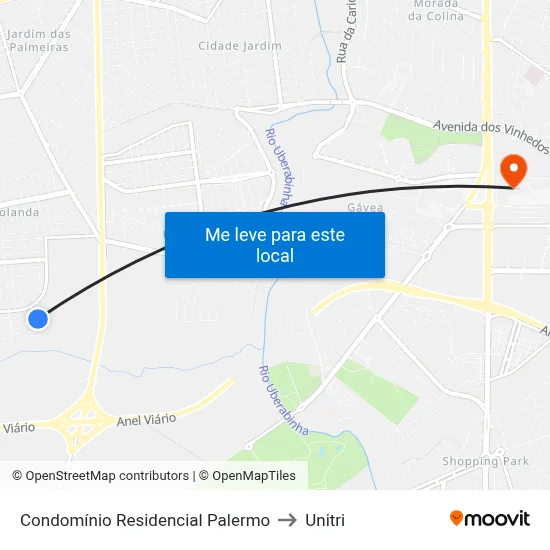 Condomínio Residencial Palermo to Unitri map