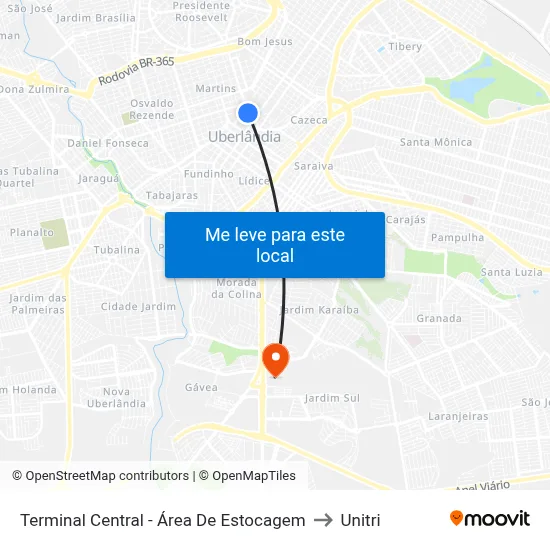 Terminal Central - Área De Estocagem to Unitri map