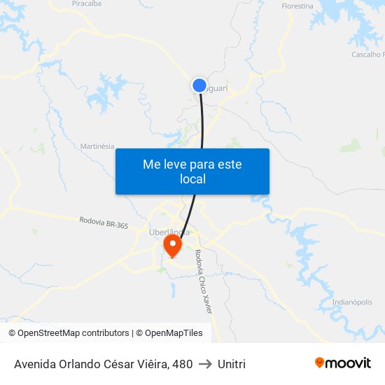 Avenida Orlando César Viêira, 480 to Unitri map