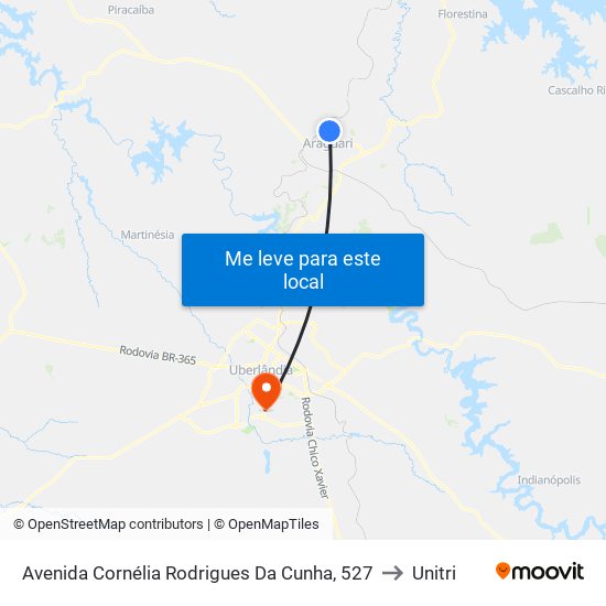 Avenida Cornélia Rodrigues Da Cunha, 527 to Unitri map