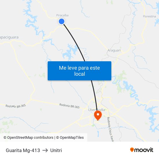 Guarita Mg-413 to Unitri map