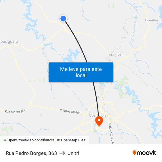 Rua Pedro Borges, 363 to Unitri map