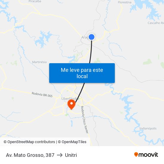 Av. Mato Grosso, 387 to Unitri map