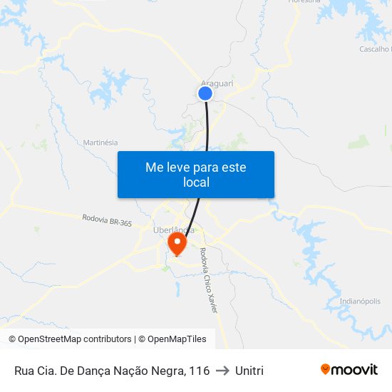 Rua Cia. De Dança Nação Negra, 116 to Unitri map
