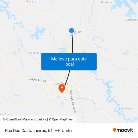 Rua Das Castanheiras, 61 to Unitri map