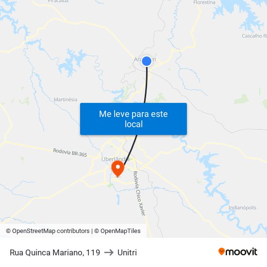 Rua Quinca Mariano, 119 to Unitri map