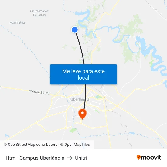 Iftm - Campus Uberlândia to Unitri map