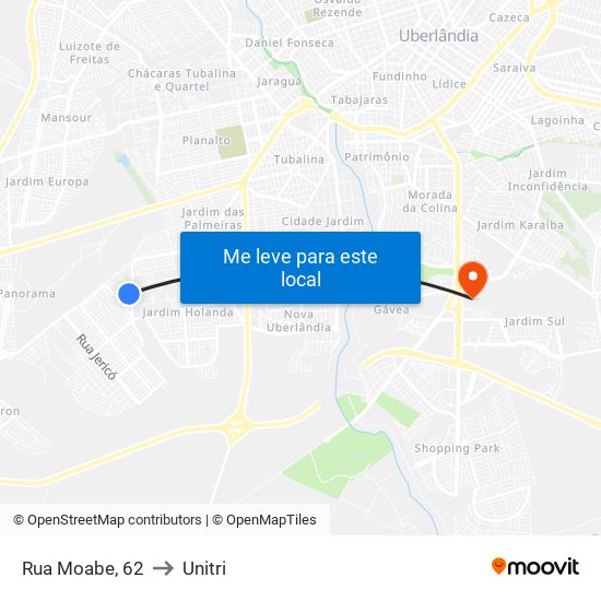 Rua Moabe, 62 to Unitri map